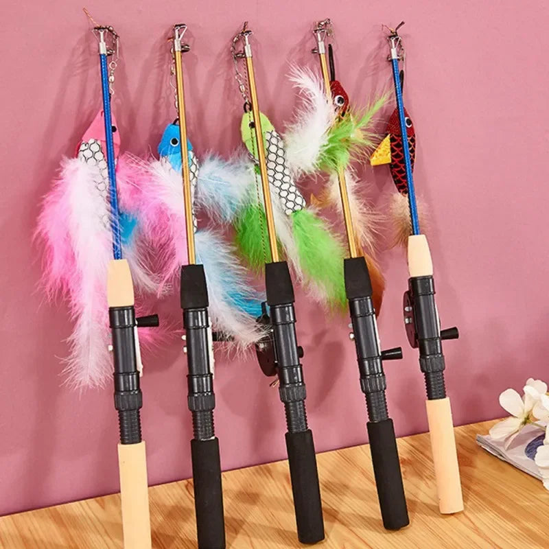 RETRACTABLE FISHING ROD CAT TOY