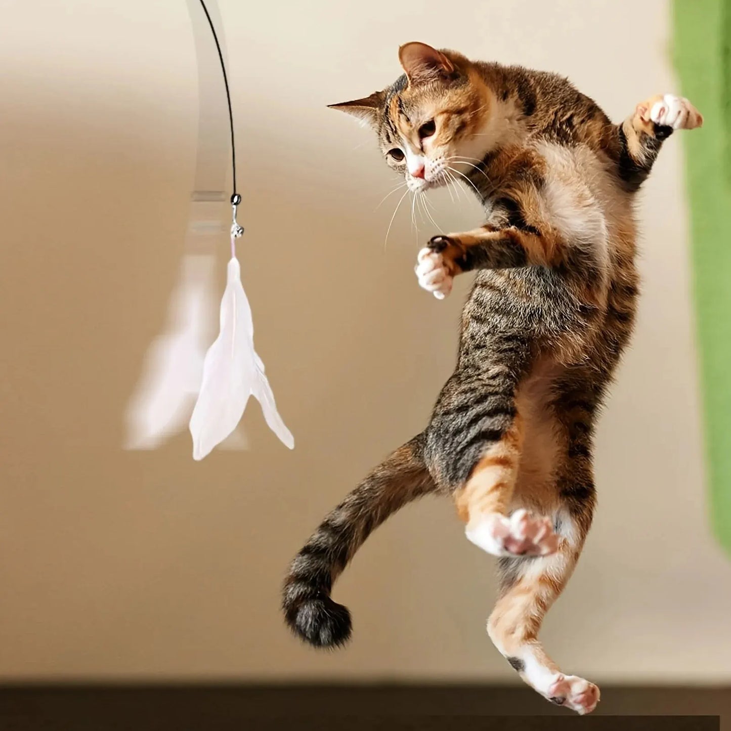 SUCTION CUP INTERACTIVE BELL & FEATHER WAND - CAT TEASER TOY