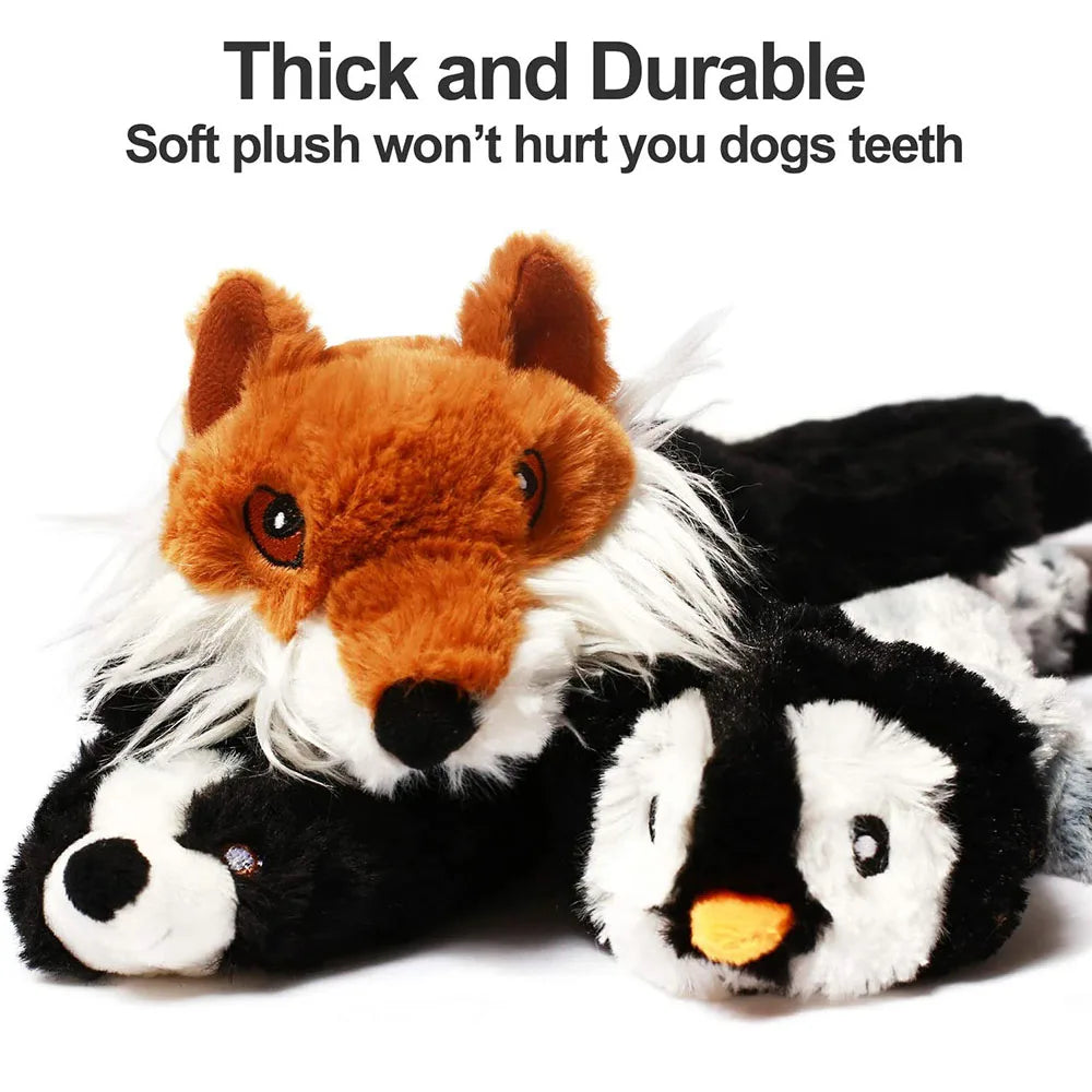 STUFFINGLESS Animal Shaped Dog Toy with Squeakers