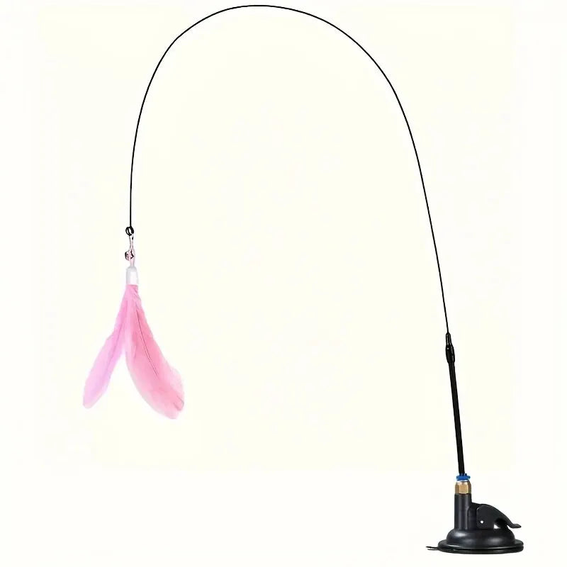 SUCTION CUP INTERACTIVE BELL & FEATHER WAND - CAT TEASER TOY