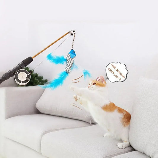 RETRACTABLE FISHING ROD CAT TOY