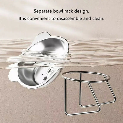 STAINLESS STEEL RAISED CAT BOWL WITH 15° ELEVATED DESIGN