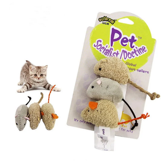 3Pcs SIMULATION MOUSE CAT TOY - BITE RESISTANCE