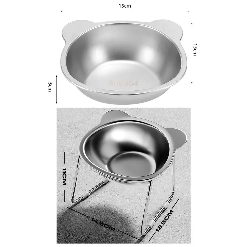 STAINLESS STEEL RAISED CAT BOWL WITH 15° ELEVATED DESIGN