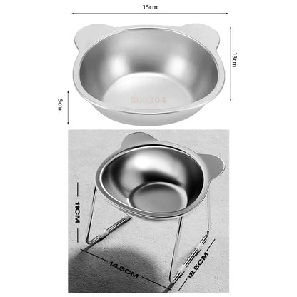 STAINLESS STEEL RAISED CAT BOWL WITH 15° ELEVATED DESIGN