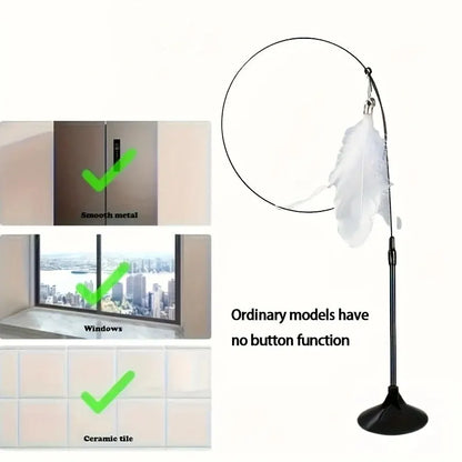 SUCTION CUP INTERACTIVE BELL & FEATHER WAND - CAT TEASER TOY