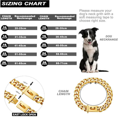 GOLD OR SLIVER CUBAN CHAIN COLLAR FOR DOGS