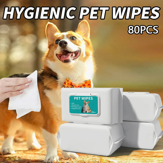 80PCS/pack HYGENIC DISPOSABLE PET WIPES
