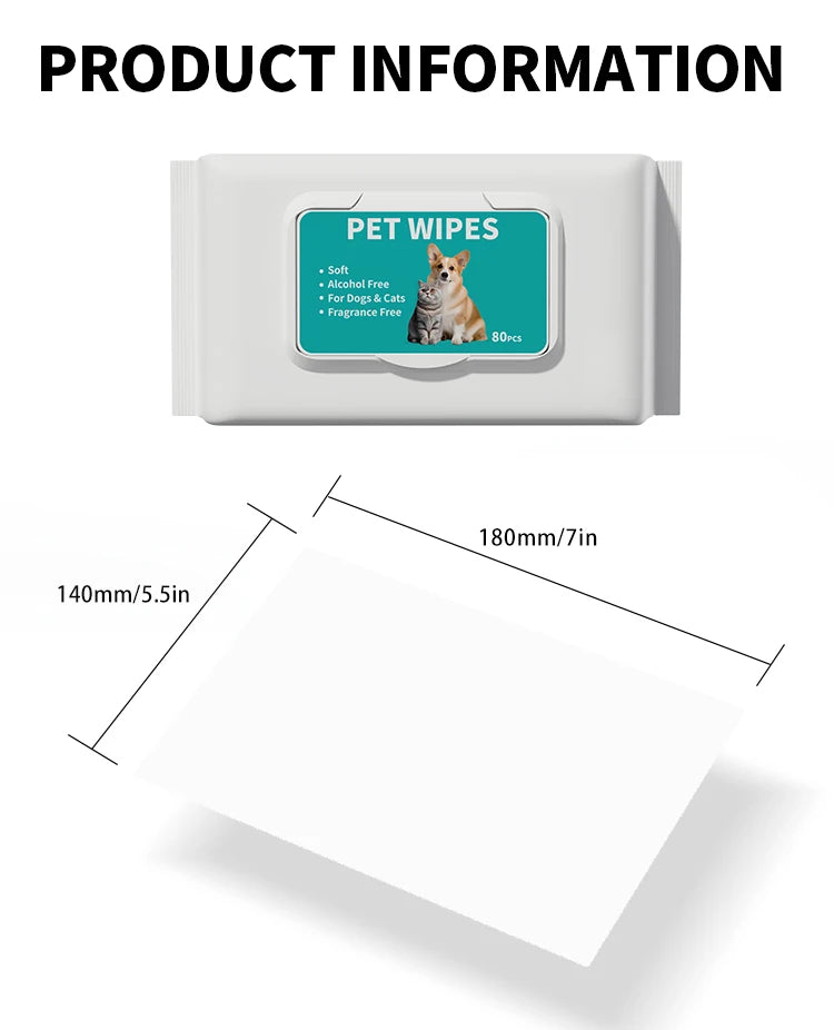 80PCS/pack HYGENIC DISPOSABLE PET WIPES