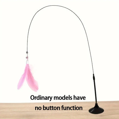 SUCTION CUP INTERACTIVE BELL & FEATHER WAND - CAT TEASER TOY