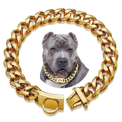 GOLD OR SLIVER CUBAN CHAIN COLLAR FOR DOGS