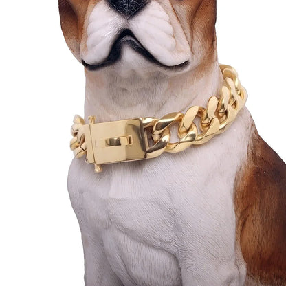 GOLD OR SLIVER CUBAN CHAIN COLLAR FOR DOGS